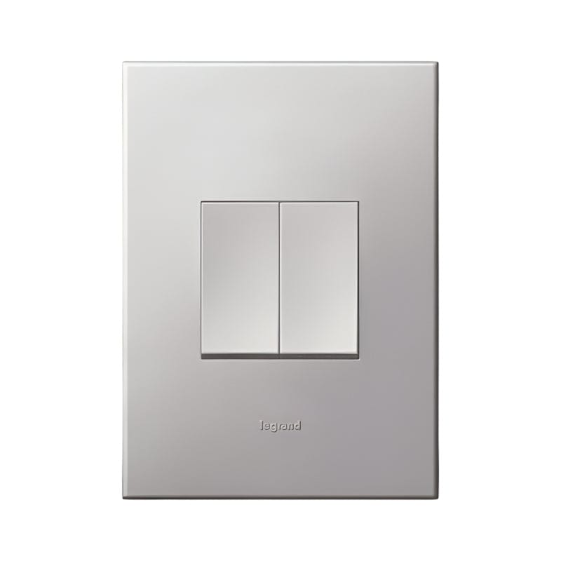 Legrand SWITCHES Legrand Arteor 2-Lever 2-Way Switch 2x4 Soft Aluminium r P2242 SASA
