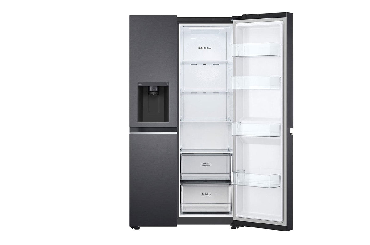 LG Fridge LG 611Lt Matt Black Steel Side by Side Refrigerator  GC-L257SQSL