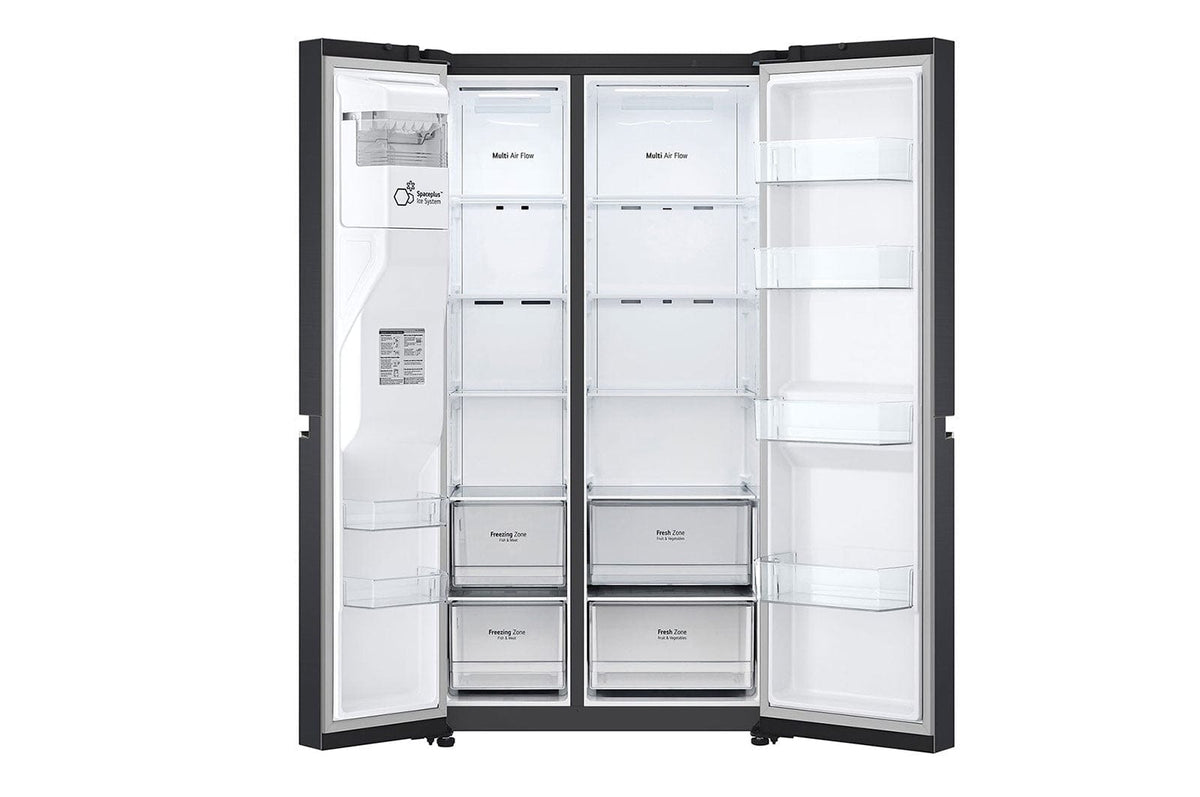 LG Fridge LG 611Lt Matt Black Steel Side by Side Refrigerator  GC-L257SQSL