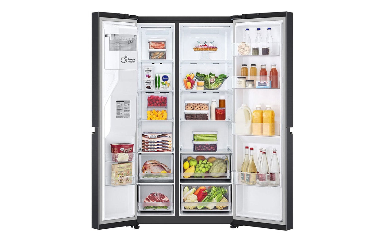 LG Fridge LG 611Lt Matt Black Steel Side by Side Refrigerator  GC-L257SQSL