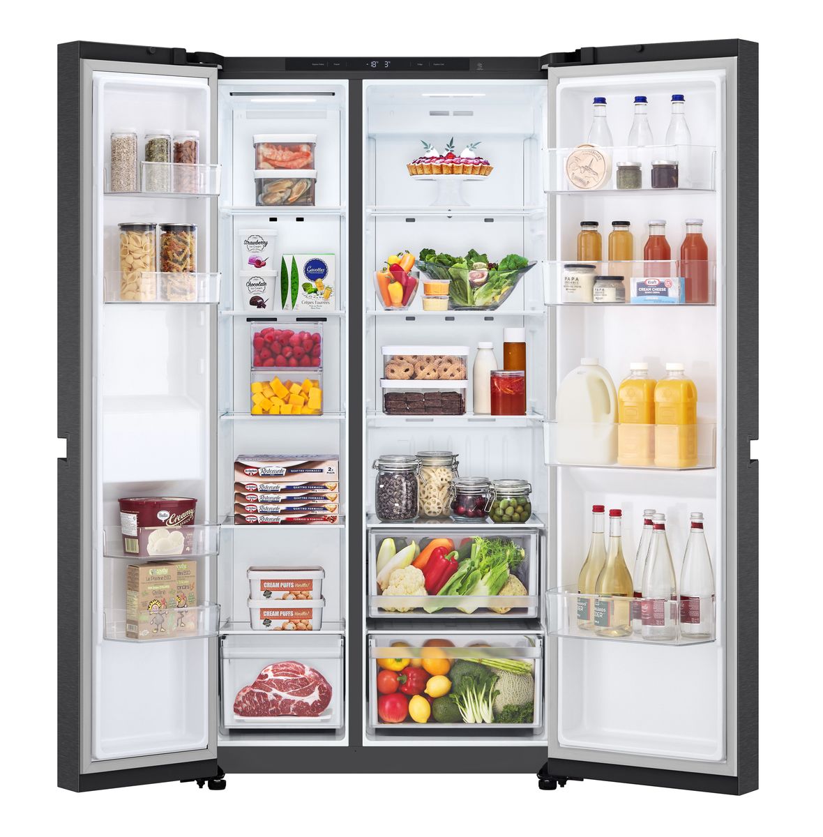 LG Refrigerators LG GC-B257KQJW.AEPQESA Black 658L Side-by-Side Fridge with Linear Cooling A+