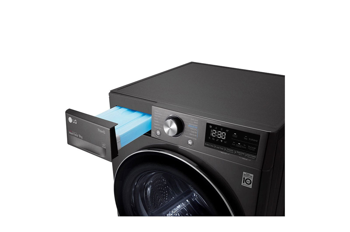 LG Tumble Dryer LG 9kg Black Steel Heat Pump Dryer RH90V9JV2N