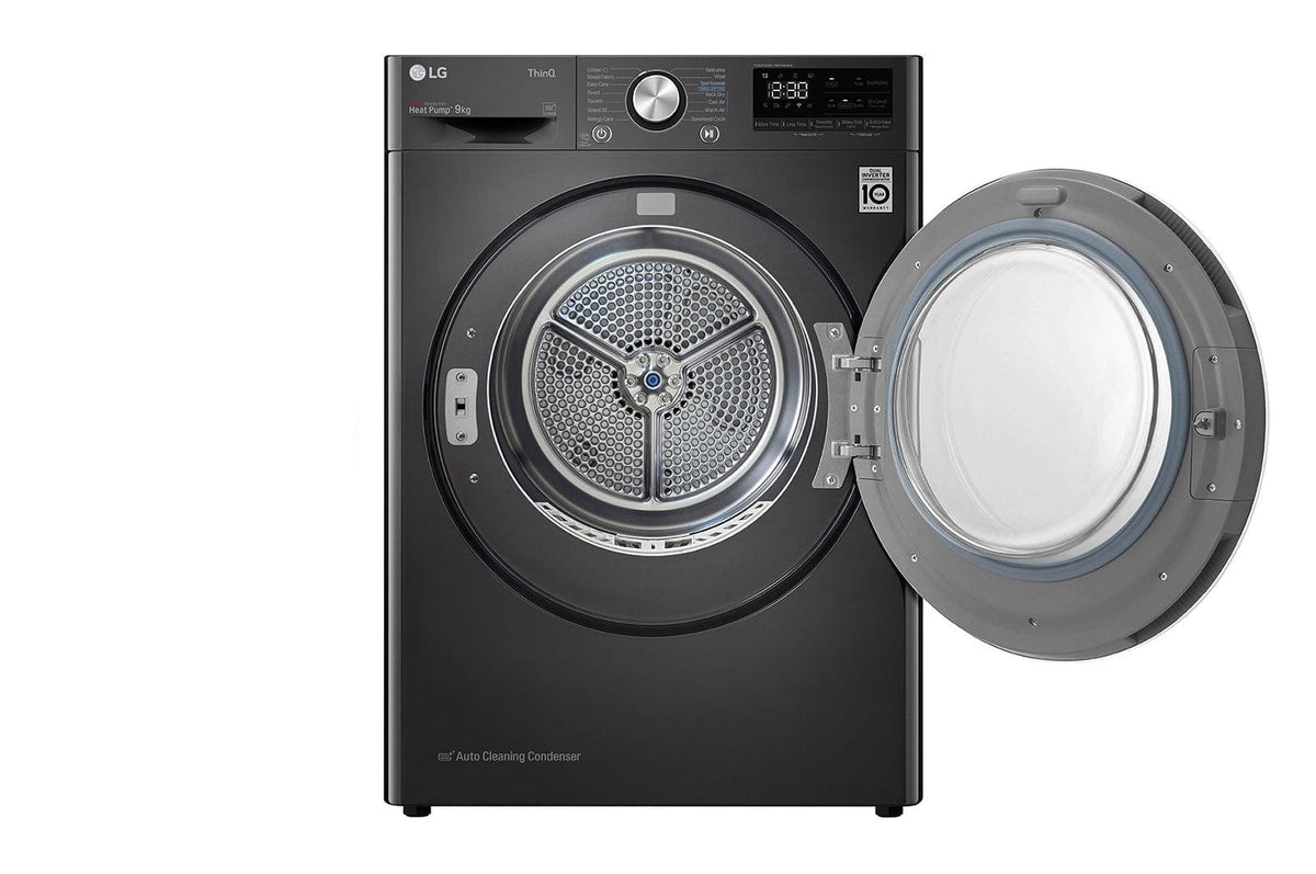 LG Tumble Dryer LG 9kg Black Steel Heat Pump Dryer RH90V9JV2N