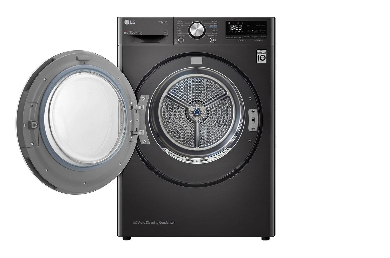 LG Tumble Dryer LG 9kg Black Steel Heat Pump Dryer RH90V9JV2N