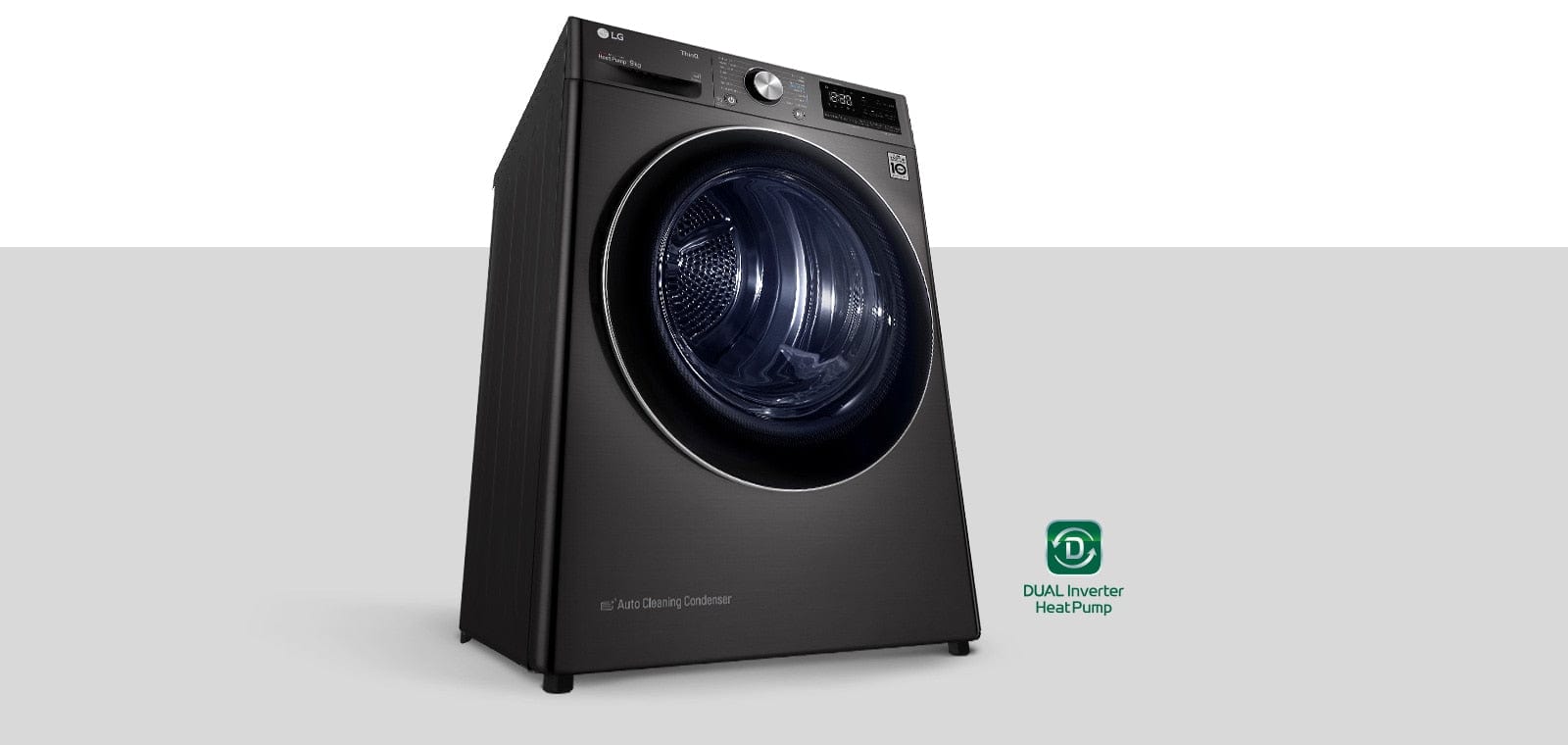 LG Tumble Dryer LG 9kg Black Steel Heat Pump Dryer RH90V9JV2N (7892086685785)