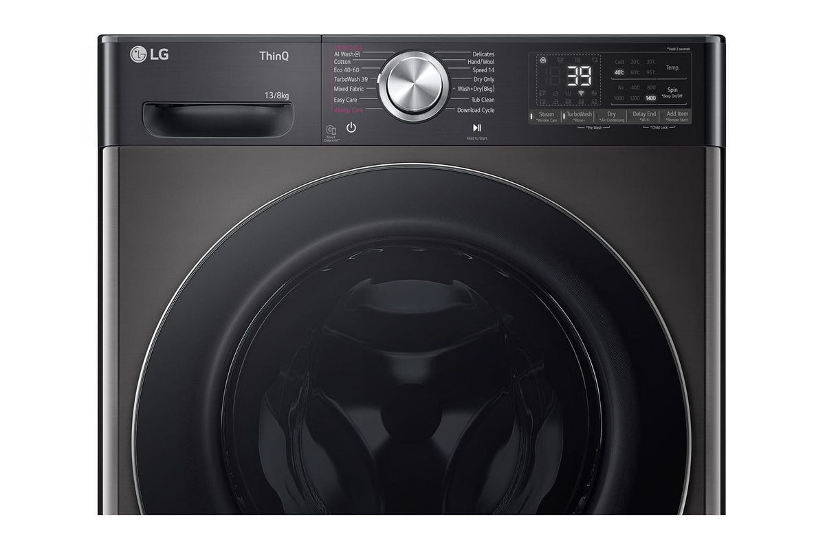 LG washer dryer combo LG 13/8kg Black Front Load Washer Dryer Combo with AIDD & Steam+ F4Y9LCP2ZB