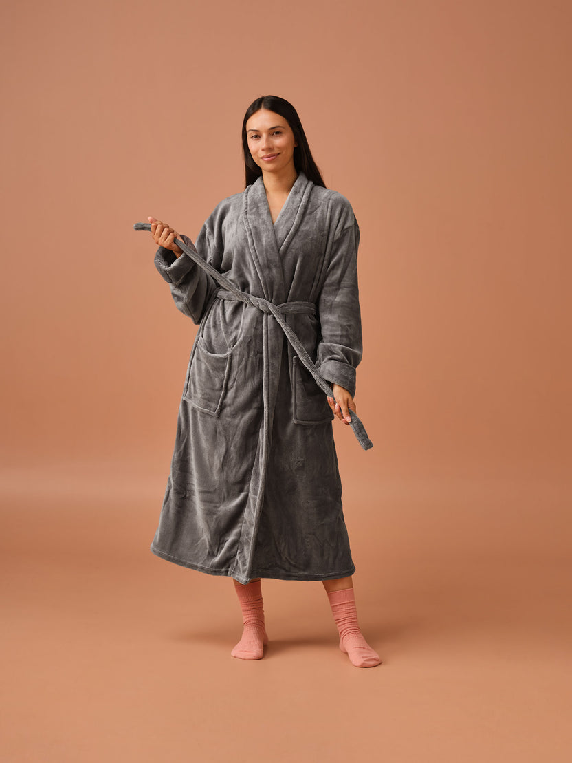 Linen House Bathrobe Plush Charcoal Robe