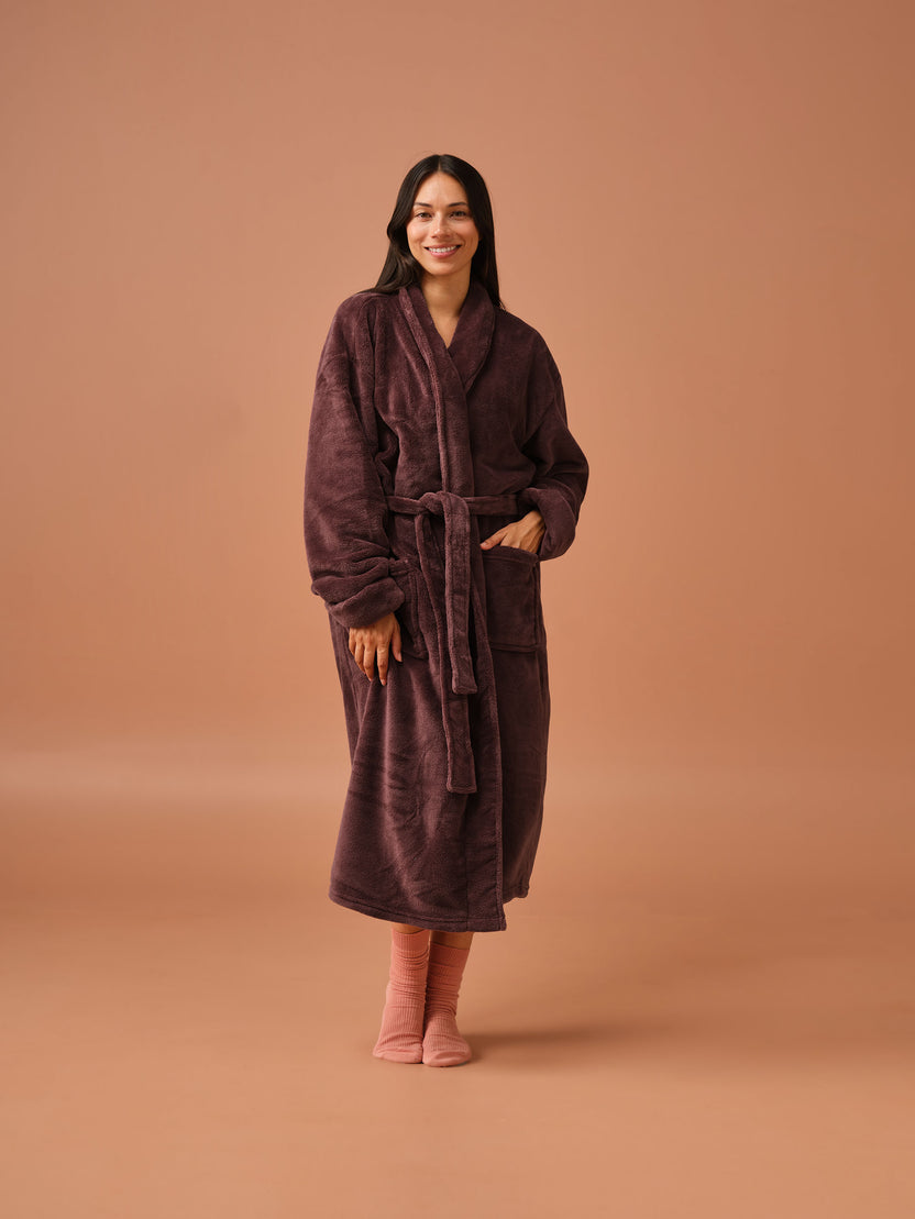 Linen House Bathrobe Plush Plum.