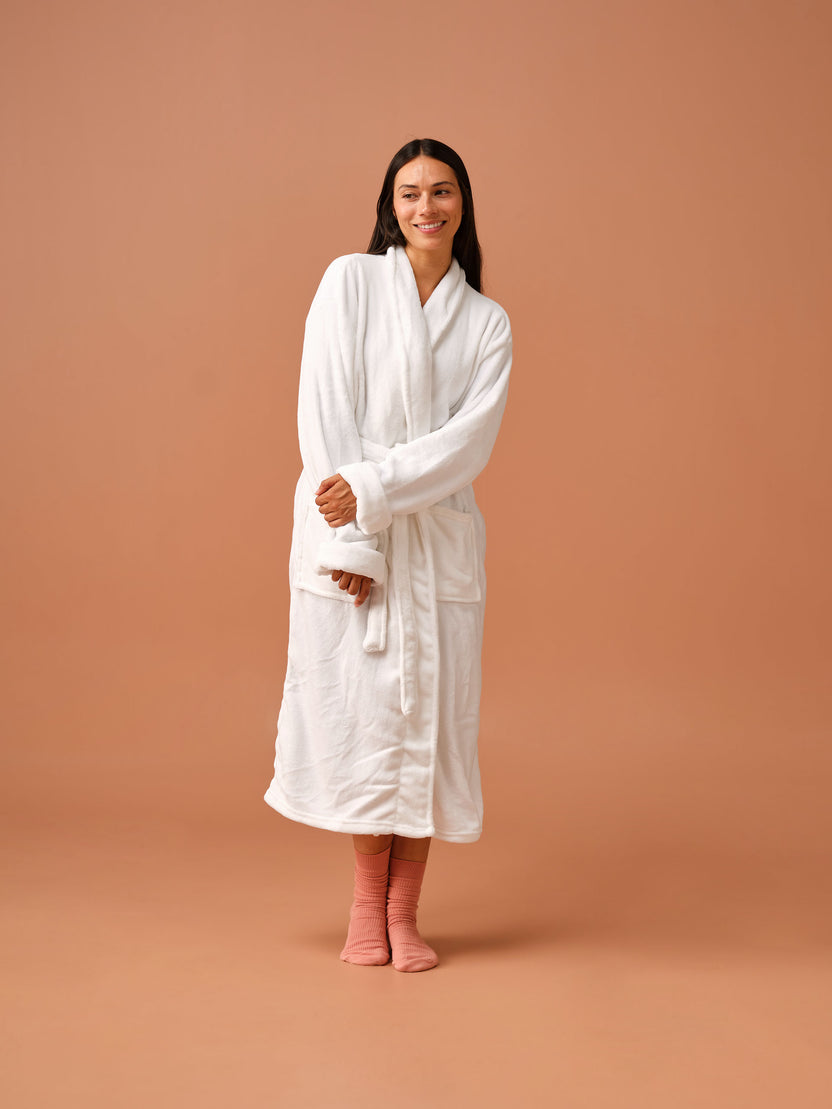 Linen House Bathrobe Plush White