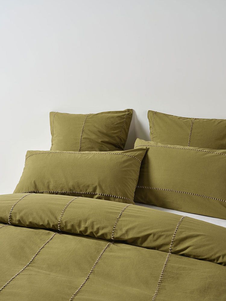 Linen House Olive Jerome Olive Duvet Cover Set.
