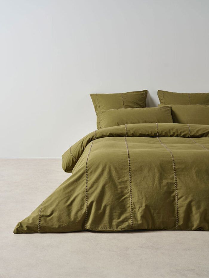 Linen House Olive Jerome Olive Duvet Cover Set.