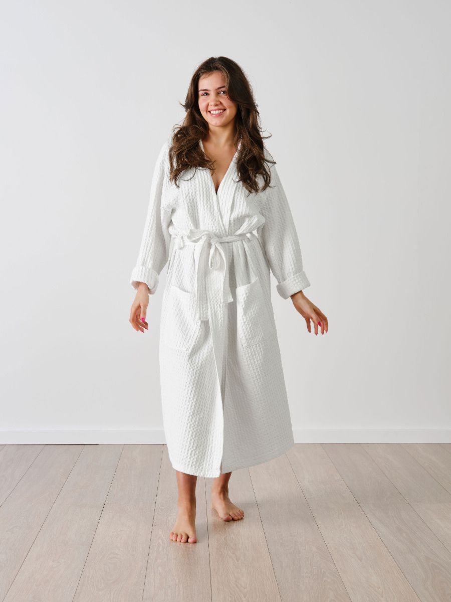 Linen House Bathrobe Waffle White