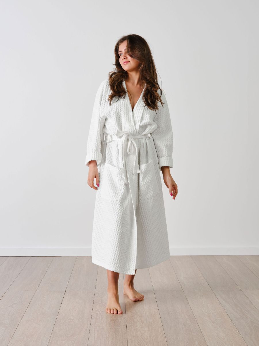 Linen House Bathrobe Waffle White