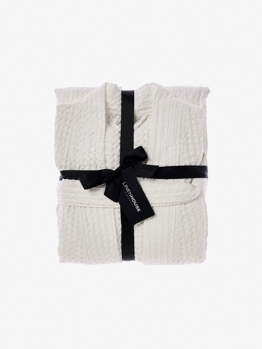 Linen House Bathrobe Waffle White