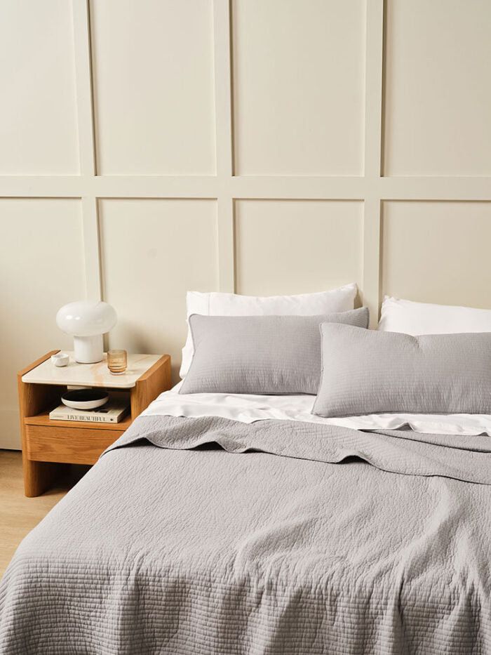 Linen House Marceau Grey Coverlet Set.