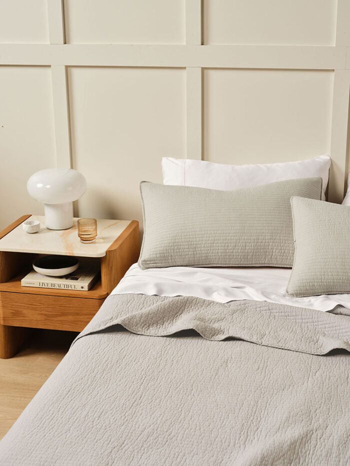 Linen House Marceau Oatmeal Coverlet Set.