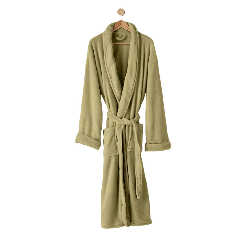 Linen House Bathrobe Plush Plush Olive.