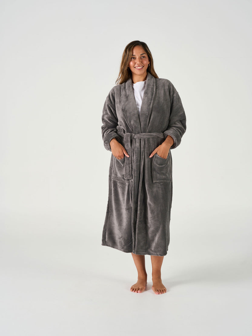 Linen House Bathrobe Plush Charcoal Robe
