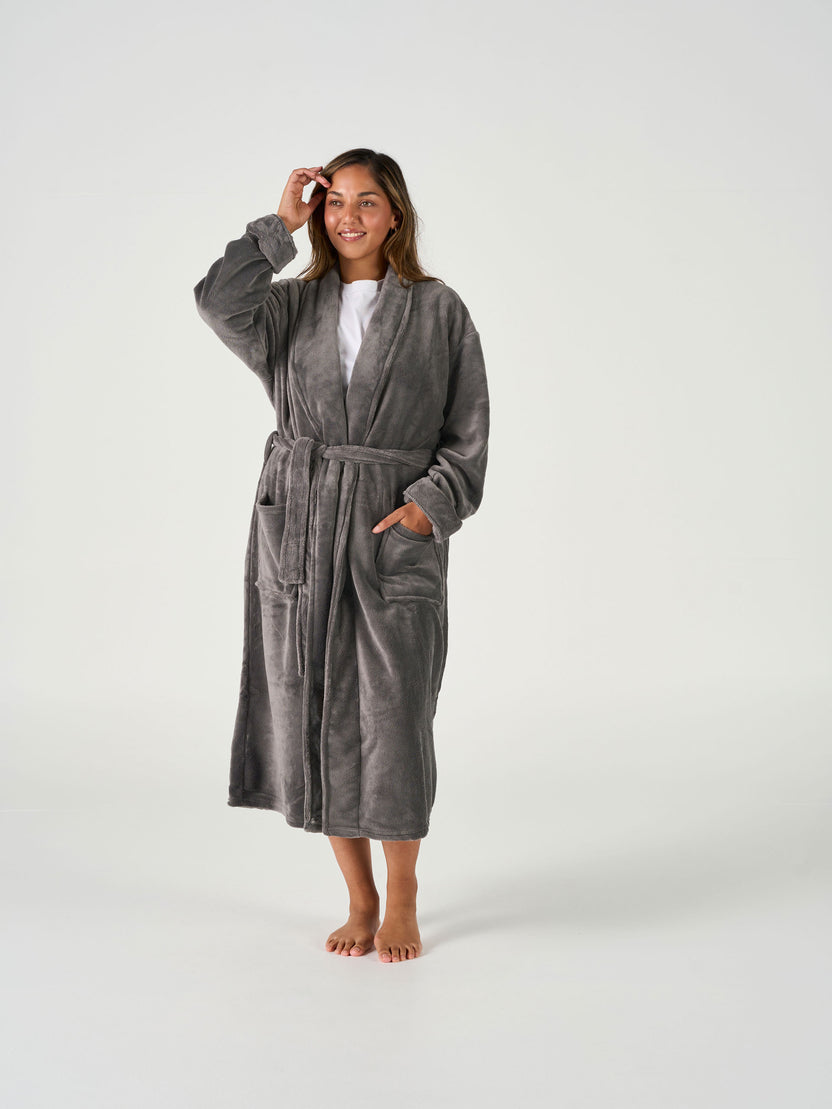 Linen House Bathrobe Plush Charcoal Robe