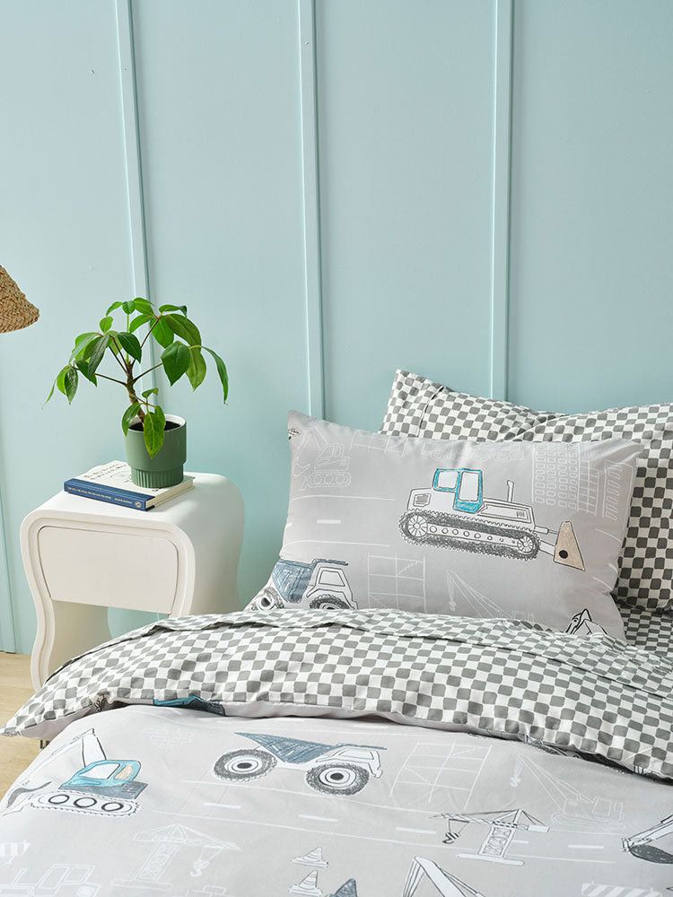 Linen House Construction Day Grey Duvet Cover Set.