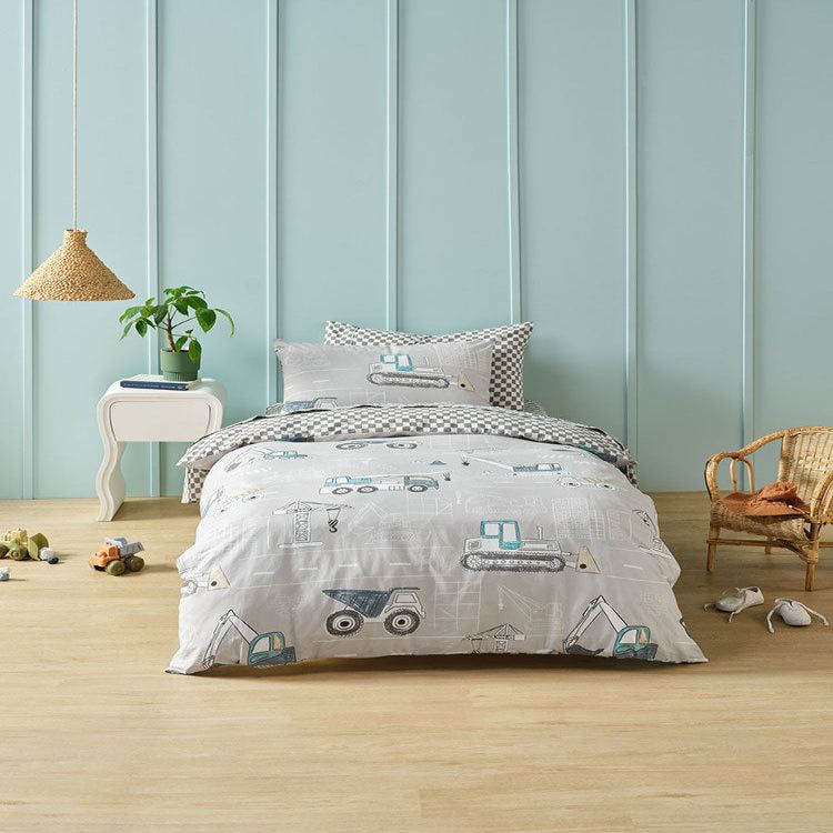 Linen House Construction Day Grey Duvet Cover Set.