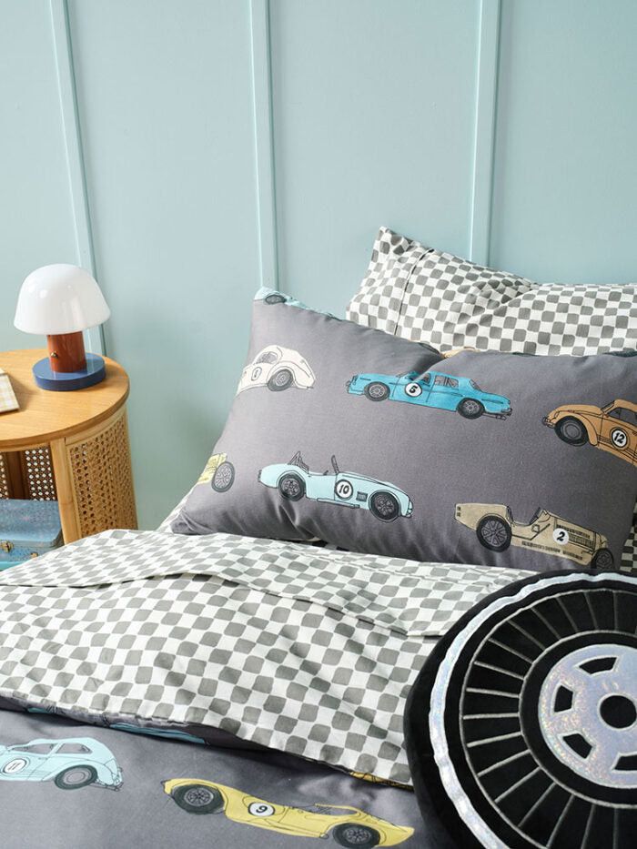 Linen House Racer Riot Grey Duvet Cover Set.