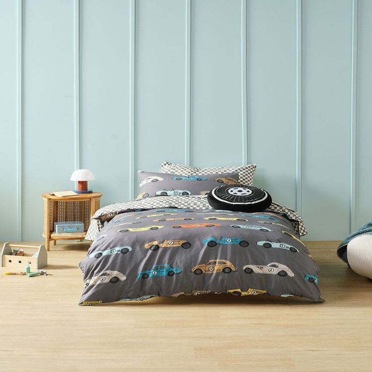 Linen House Racer Riot Grey Duvet Cover Set.