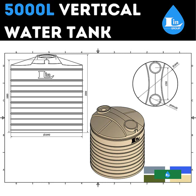 Lin Water Tank Lin Water Tank 5000 Litre Khaki