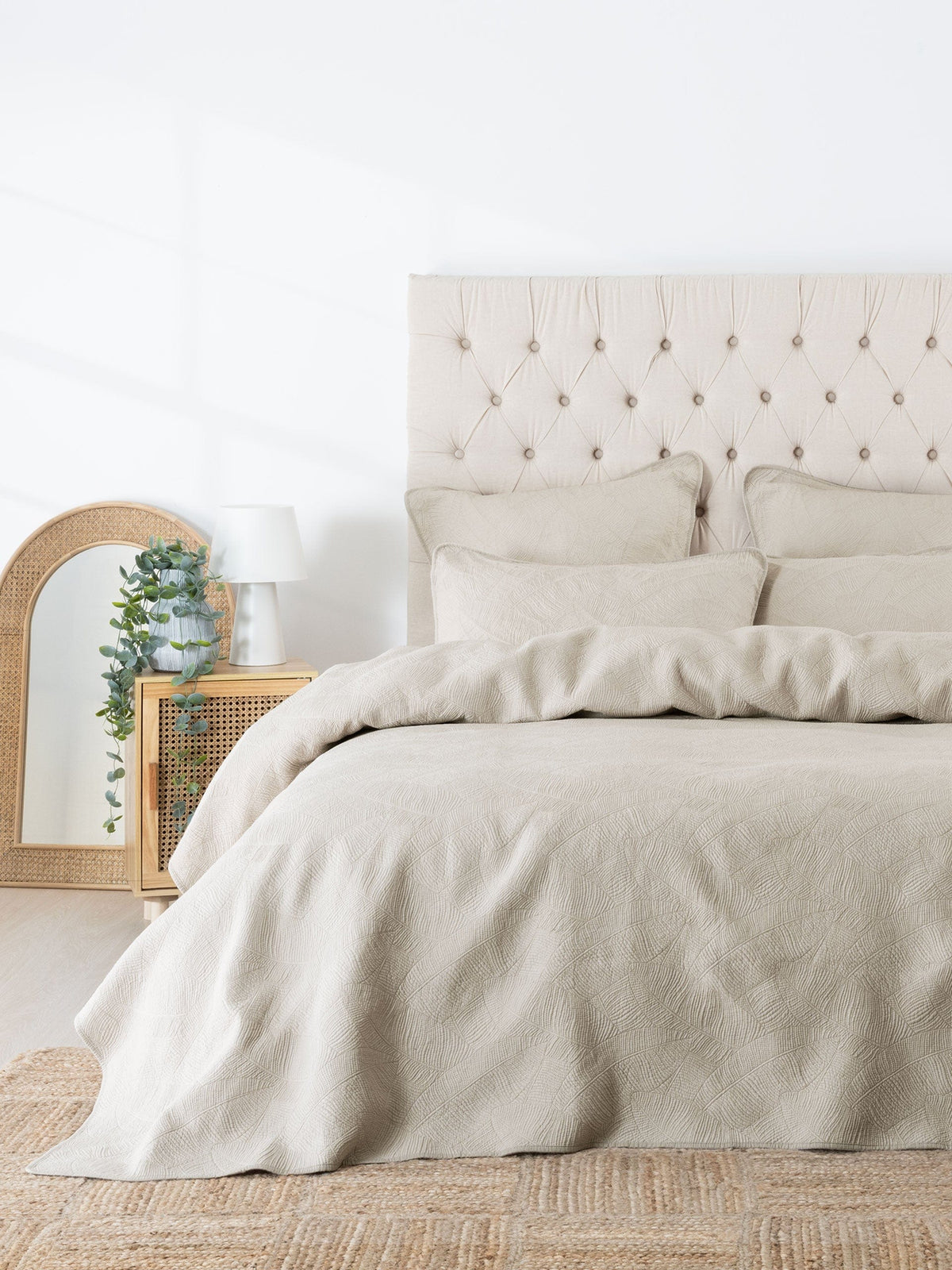 Linen House BEDSPREAD Linen House Coverlet Quilt Set Oatmeal Manon (7445892300889)