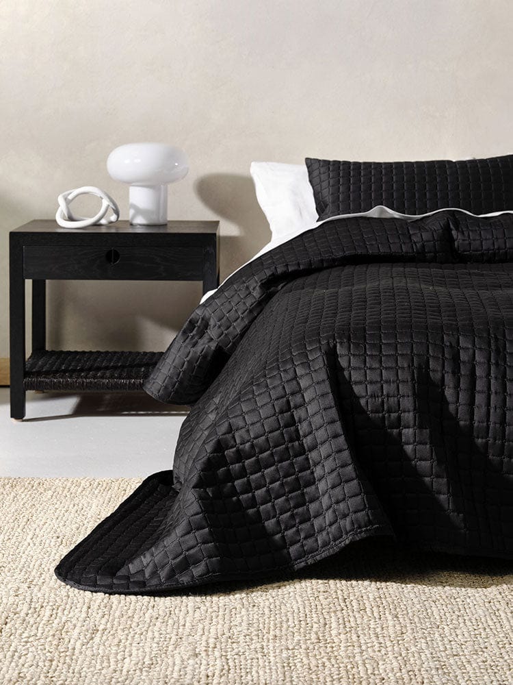 Linen House BEDSPREAD Linen House Verona Black 270x270cm Queen Coverlet Set (7412160888921)