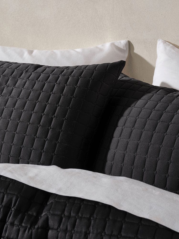 Linen House BEDSPREAD Linen House Verona Black 270x270cm Queen Coverlet Set (7412160888921)