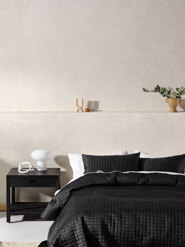 Linen House BEDSPREAD Linen House Verona Black 270x270cm Queen Coverlet Set (7412160888921)