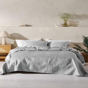 Linen House BEDSPREAD Linen House Verona Silver 270x270cm Queen Coverlet Set (7412154597465)