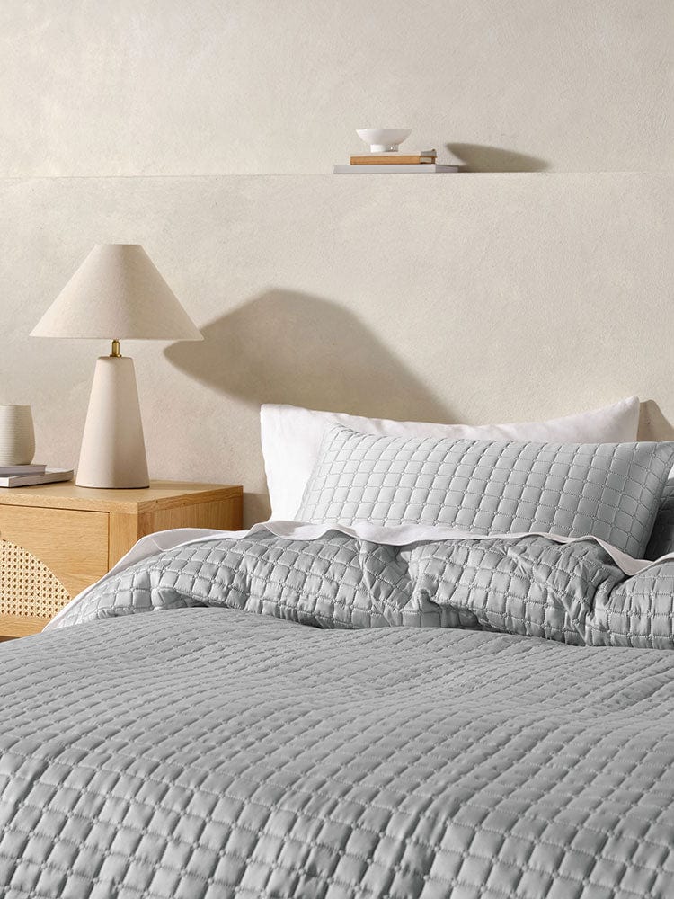 Linen House BEDSPREAD Linen House Verona Silver 270x270cm Queen Coverlet Set (7412154597465)