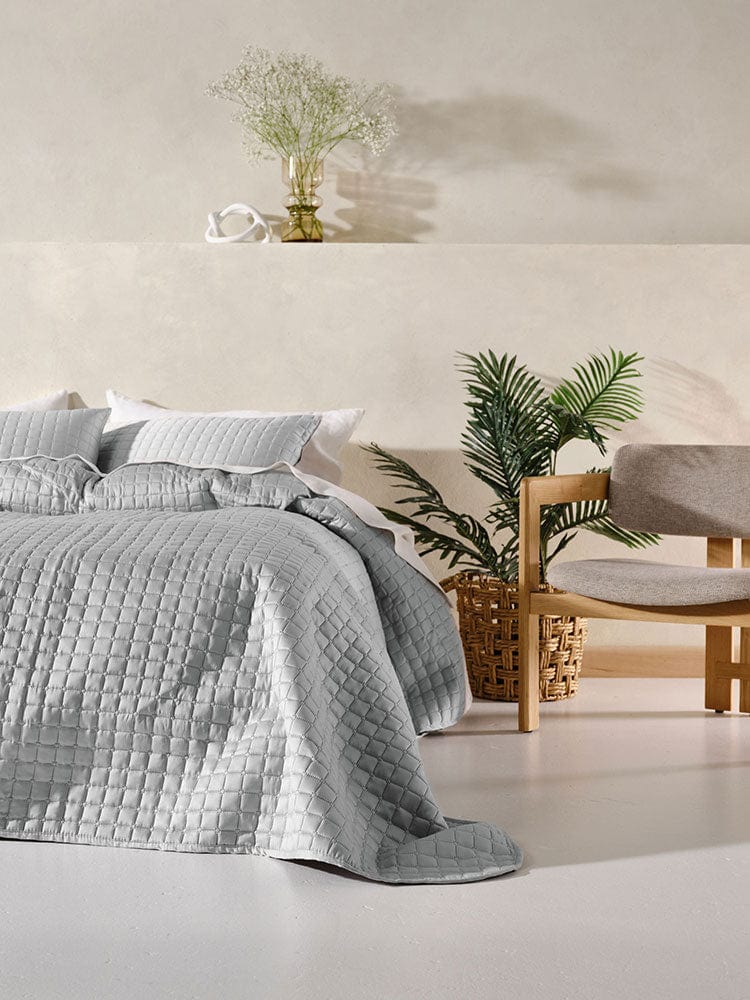 Linen House BEDSPREAD Linen House Verona Silver 270x270cm Queen Coverlet Set (7412154597465)