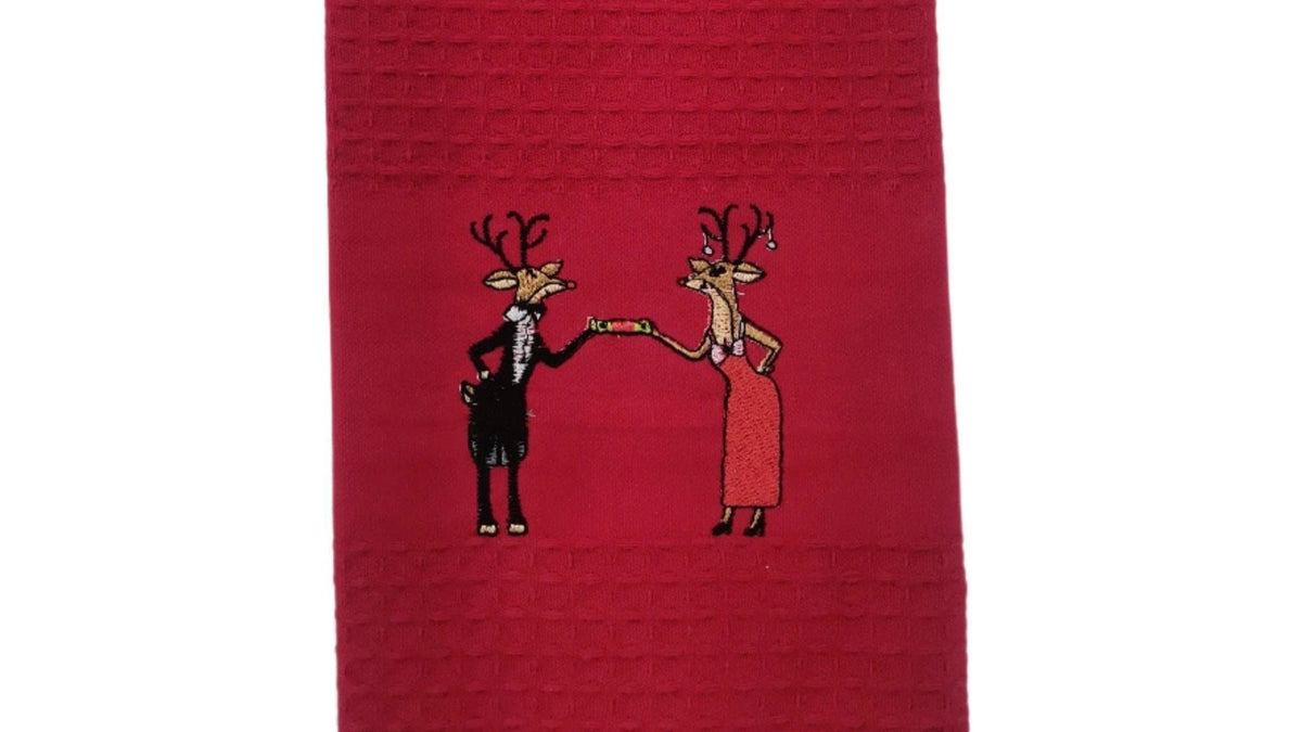 Linen House Dish Cloths Linen House Red Cracker Deers Tea Towel 44x65cm