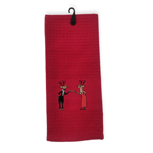 Linen House Dish Cloths Linen House Red Cracker Deers Tea Towel 44x65cm (7810421850201)