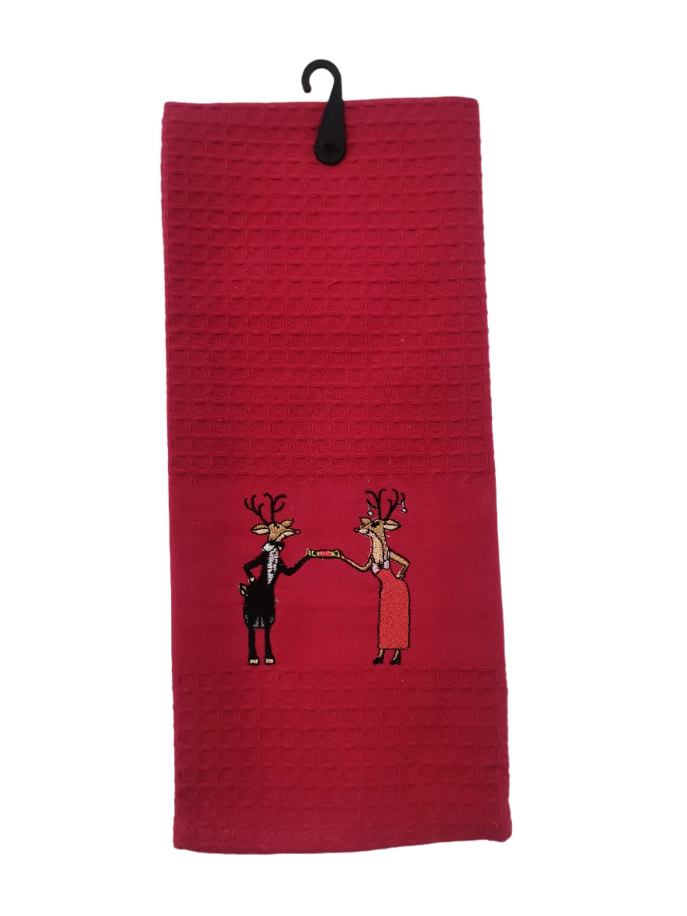 Linen House Dish Cloths Linen House Red Cracker Deers Tea Towel 44x65cm (7810421850201)