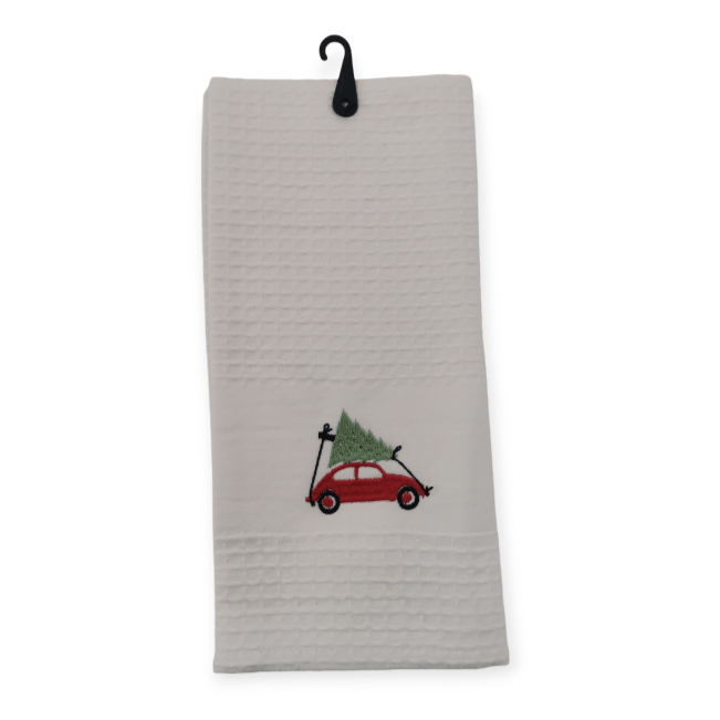 Linen House Dish Cloths Linen House White Christmas Car Tea Towel 44x65cm