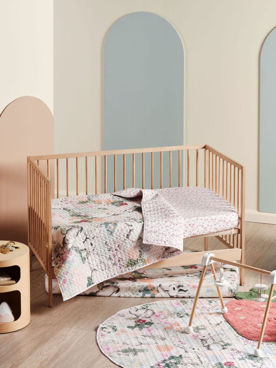 Linen House Duvet Cover Cot Coverlet 100x120cm Pink Posy Bunny Tale Linen House Bunny Tales Duvet Cover Set
