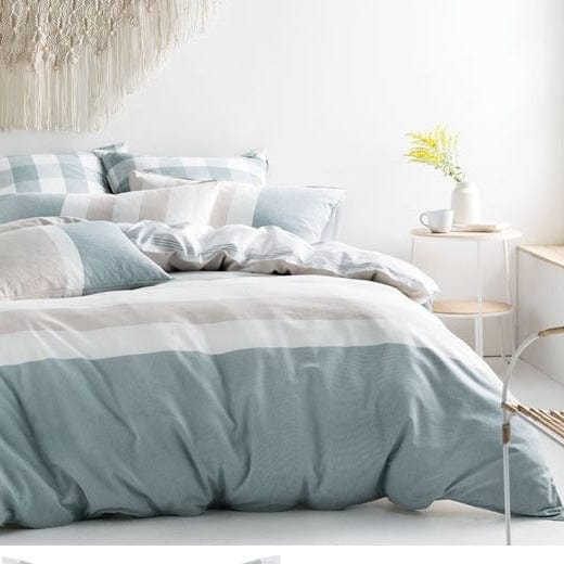 Linen House Duvet Cover Double Linen House Blue Mina Duvet Cover Set (7499237228633)