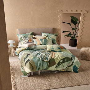 Linen House Duvet Cover Double Linen House Green Herb Foresta Duvet Cover Set (7562611327065)