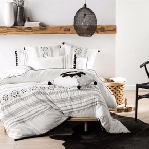 Linen House Duvet Cover Double Linen House White/Black Olympia Duvet Cover Set (7501571915865)