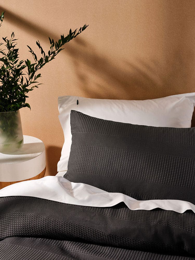 Linen House Duvet Cover Linen House Derry Waffle Charcoal Duvet Cover Set (7314268880985)