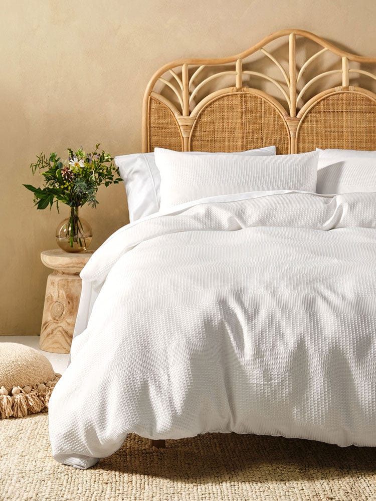 Linen House Duvet Cover Linen House Derry Waffle White Duvet Cover Set