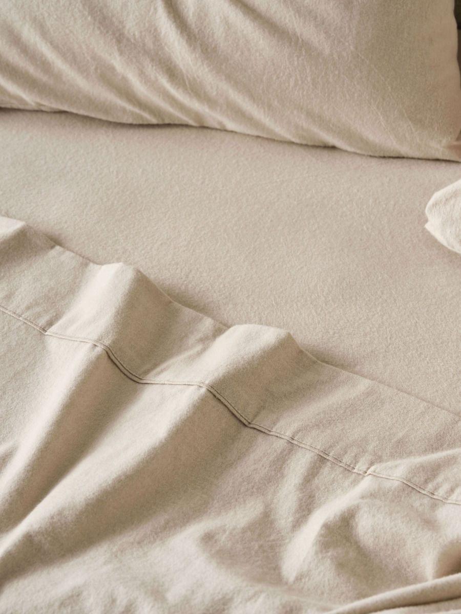 Linen House Duvet Cover Linen House Taupe Flannelette Fitted Sheet Set (7041691811929)