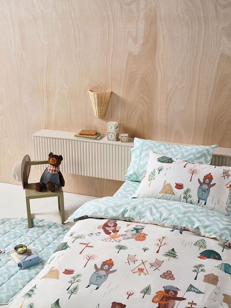 Linen House Duvet Cover Linen House Vanilla Camping Bears Duvet Cover Set