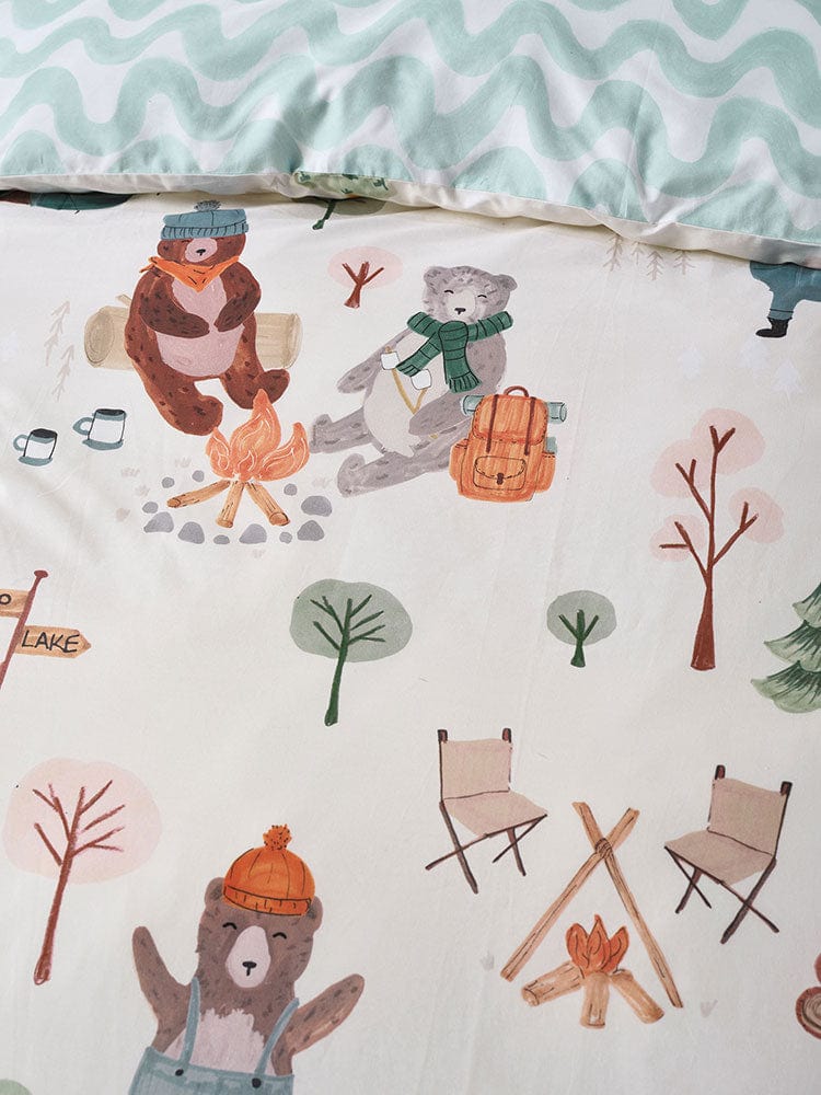 Linen House Duvet Cover Linen House Vanilla Camping Bears Duvet Cover Set