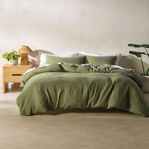 Linen House Duvet Cover Queen Linen House Galene Moss Duvet Cover Set (7884587532377)