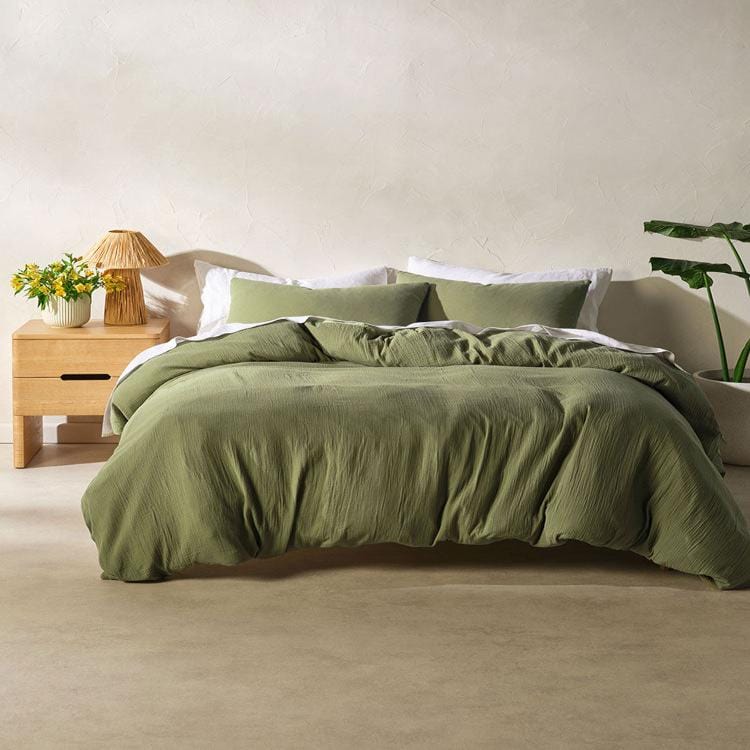 Linen House Duvet Cover Queen Linen House Galene Moss Duvet Cover Set (7884587532377)